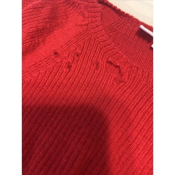 Uniqlo Womens Solid Red Fitted 100% Wool Long Sleeve Crew Neck Sweater Xs - Picture 4 of 4